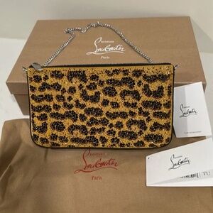 Christian Louboutin Leopard Strass Loubila Clutch/Shoulder Bag New With Tags